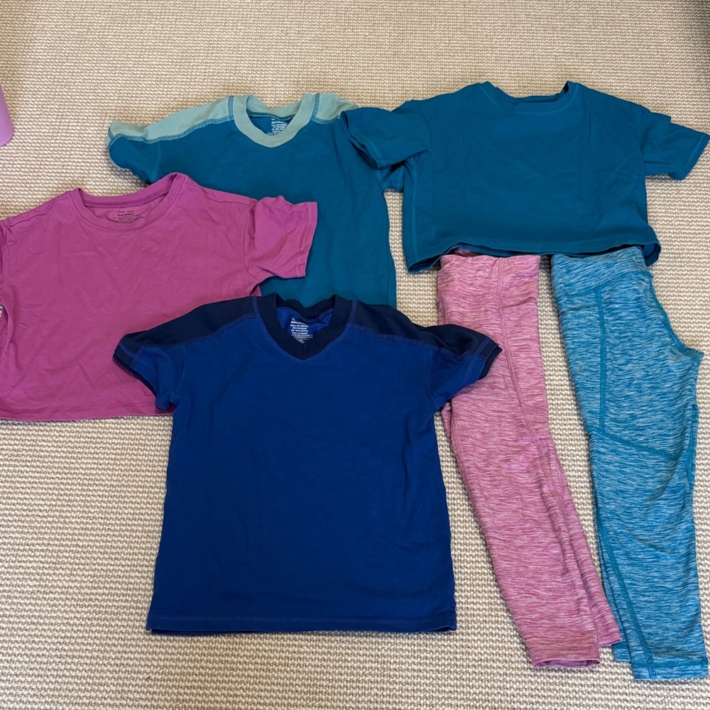 Hanna Andersson Active Bundle Blue & Pink Kids Leggings and Tops